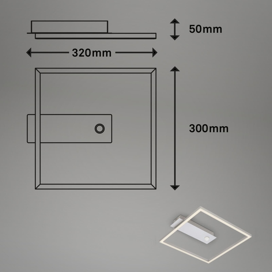 Briloner - LED stropna svjetiljka s detektorom pokreta i sumraka FRAME LED/14W/230V 3000K 30x32 cm matni krom