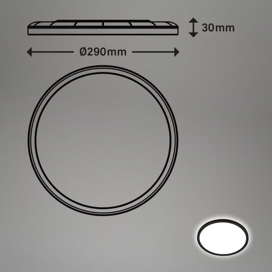 Briloner - LED kupaonsko stropno svjetlo s senzorom pokreta MOVE LED/18W/230V IP44 Ø 29 cm crno