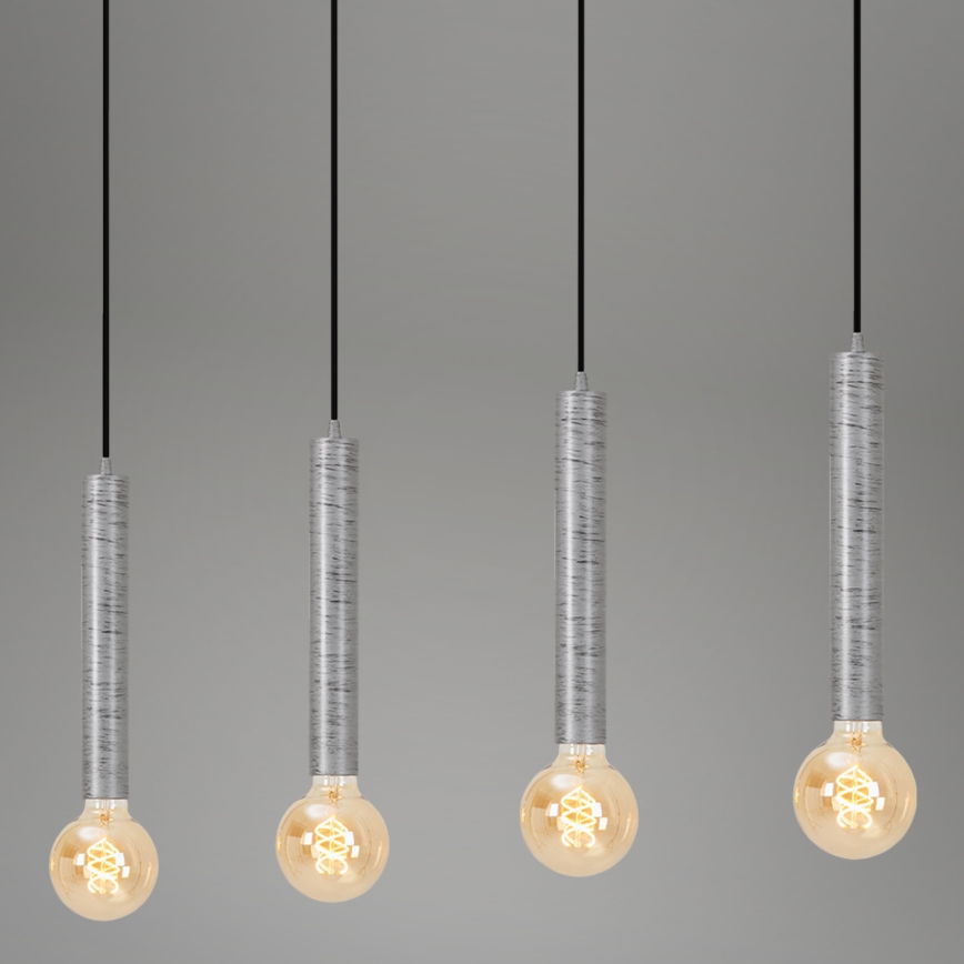 Briloner - Luster na sajli LONGA 4xE27/60W/230V srebrna