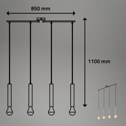 Briloner - Luster na sajli LONGA 4xE27/60W/230V srebrna