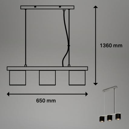 Briloner - Luster na sajli LURI 3xE14/25W/230V kaučukovac