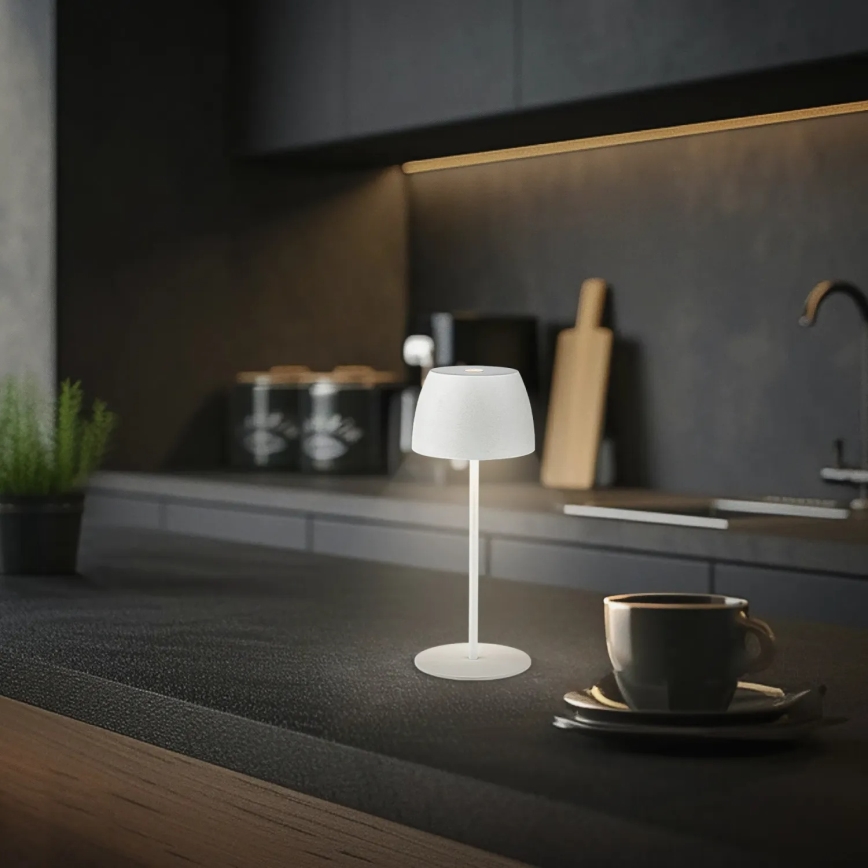 Briloner - LED punjiva, prigušiva vanjska stolna lampa MINI s dodirnim upravljanjem, LED/2,5W/5V IP44 1800 mAh bijela