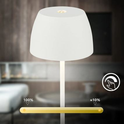 Briloner - LED punjiva, prigušiva vanjska stolna lampa MINI s dodirnim upravljanjem, LED/2,5W/5V IP44 1800 mAh bijela