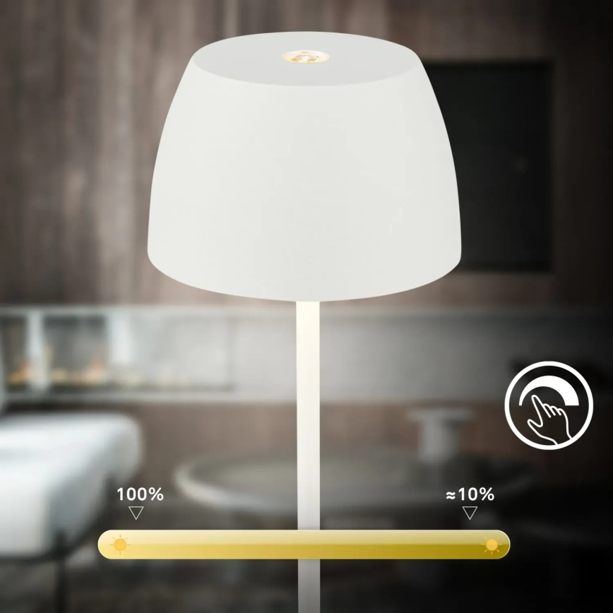 Briloner - LED punjiva, prigušiva vanjska stolna lampa MINI s dodirnim upravljanjem, LED/2,5W/5V IP44 1800 mAh bijela