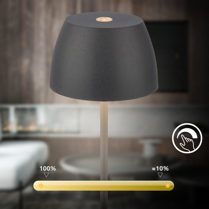 Briloner - LED punjiva vanjska stolna lampa MINI, s prigušivanjem i dodirnim upravljanjem LED/2,5W/5V IP44 1800 mAh antracit