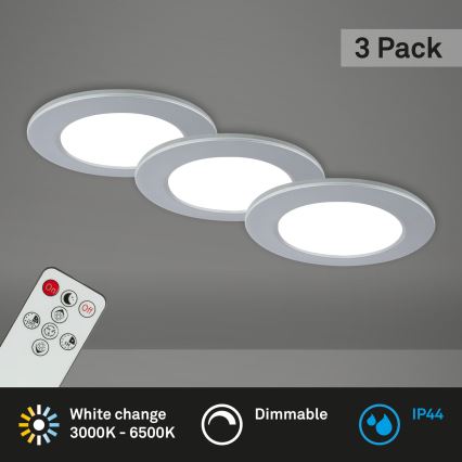 Briloner - SET 3x LED Prigušiva ugradbena svjetiljka za kupaonicu LED/4,8W/230V 3000-6500K IP44 + daljinski upravljač