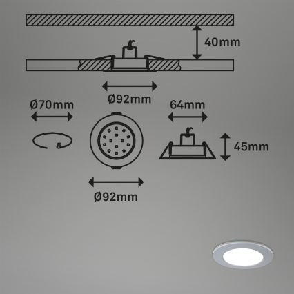 Briloner - SET 3x LED Prigušiva ugradbena svjetiljka za kupaonicu LED/4,8W/230V 3000-6500K IP44 + daljinski upravljač