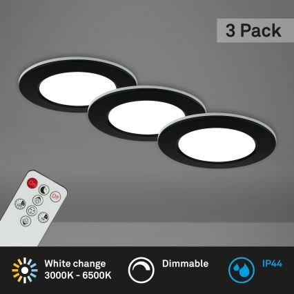 Briloner - SET 3x LED Prigušiva ugradbena svjetiljka za kupaonicu LED/4,8W/230V 3000-6500K IP44 + daljinski upravljač