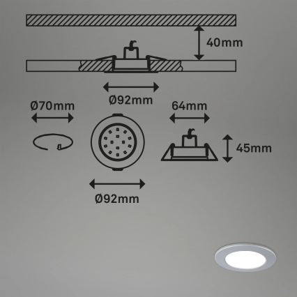 Briloner - SET 3x LED RGBW Prigušiva ugradbena svjetiljka za kupaonicu LED/4,8W/230V 3000-6500K IP65 + daljinski upravljač