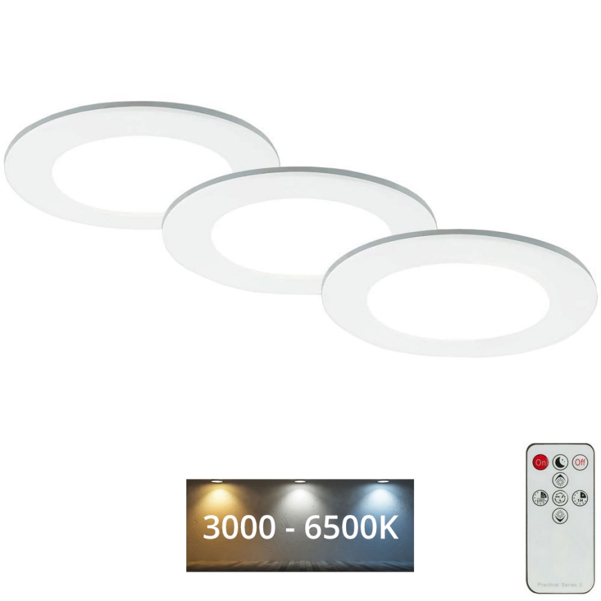 Briloner - SET 3x LED Prigušiva ugradbena svjetiljka za kupaonicu LED/4,8W/230V 3000-6500K IP44 + daljinski upravljač