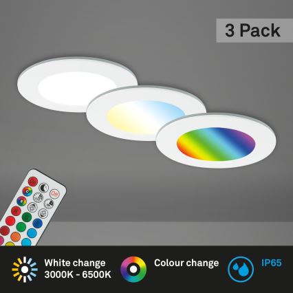 Briloner - SET 3x RGBW LED prigušiva za kupaonski spušteni strop LED/4,8W/230V 3000-6500K IP65 + daljinski upravljač
