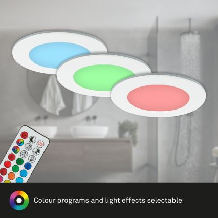 Briloner - SET 3x RGBW LED prigušiva za kupaonski spušteni strop LED/4,8W/230V 3000-6500K IP65 + daljinski upravljač