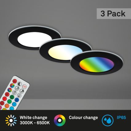 Briloner - SET 3x LED RGBW prigušivača za kupaonski stropni panel LED/4,8W/230V 3000-6500K IP65 + daljinski upravljač