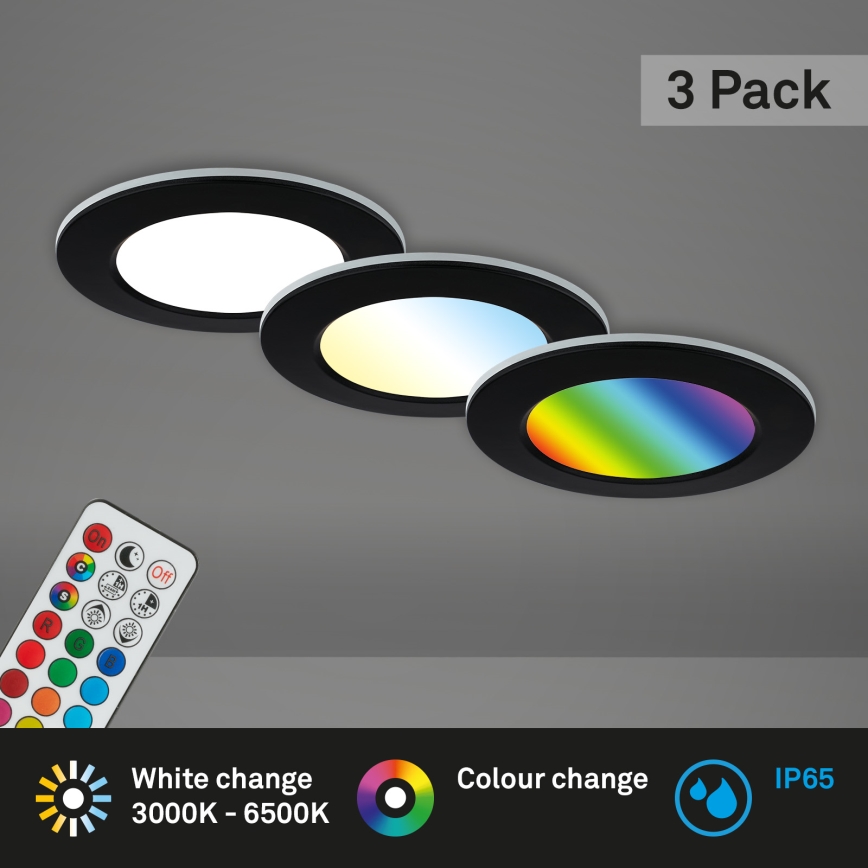Briloner - SET 3x LED RGBW prigušivača za kupaonski stropni panel LED/4,8W/230V 3000-6500K IP65 + daljinski upravljač