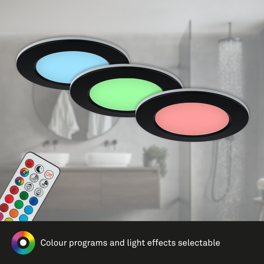 Briloner - SET 3x LED RGBW prigušivača za kupaonski stropni panel LED/4,8W/230V 3000-6500K IP65 + daljinski upravljač