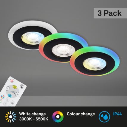 Briloner - SET 3x LED RGBW Prigušiva ugradbena svjetiljka za kupaonicu LED/5W/230V 3000-6500K IP44 + daljinski upravljač