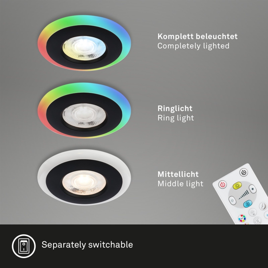 Briloner - SET 3x LED RGBW Prigušiva ugradbena svjetiljka za kupaonicu LED/5W/230V 3000-6500K IP44 + daljinski upravljač