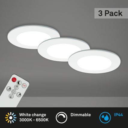 Briloner - SET 3x LED Prigušiva ugradbena svjetiljka za kupaonicu LED/4,8W/230V 3000-6500K IP44 + daljinski upravljač