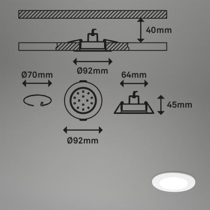 Briloner - SET 3x LED Prigušiva ugradbena svjetiljka za kupaonicu LED/4,8W/230V 3000-6500K IP44 + daljinski upravljač