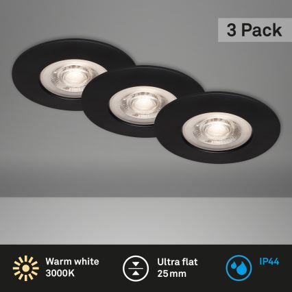 Briloner - SET 3x LED Ugradbena svjetiljka za kupaonicu LED/4,9W/230V IP44 crna