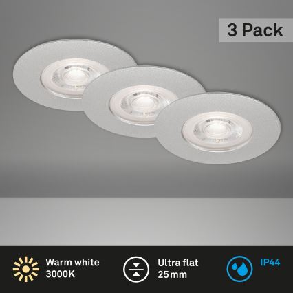 Briloner- SET 3x LED Ugradbena svjetiljka za kupaonicu LED/4,9W/230V IP44 srebrna