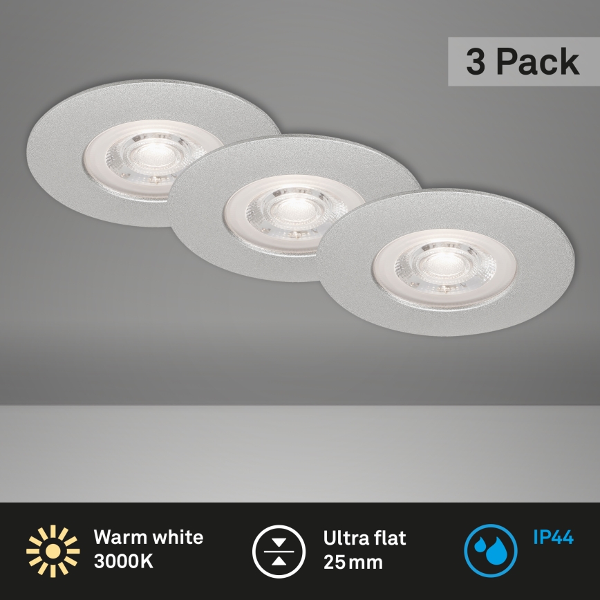 Briloner- SET 3x LED Ugradbena svjetiljka za kupaonicu LED/4,9W/230V IP44 srebrna