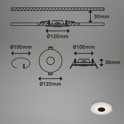 Briloner - SET 3x LED Ugradbena svjetiljka za kupaonicu LED/6W/230V IP44 crna