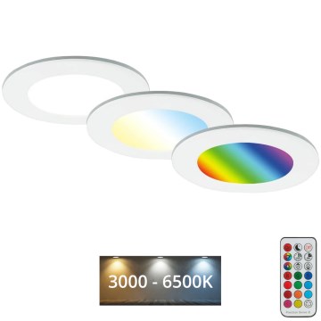 Briloner - SET 3x RGBW LED Prigušiva ugradbena svjetiljka za kupaonicu LED/4,8W/230V 3000-6500K IP65 + daljinski upravljač