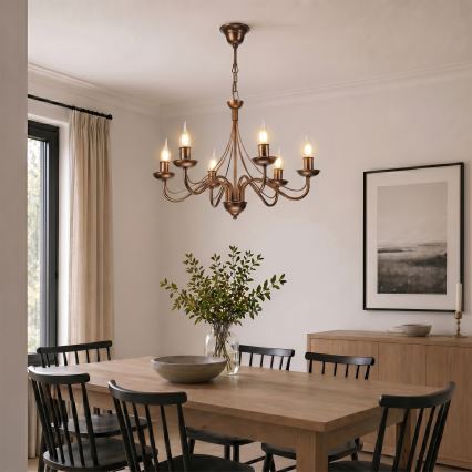 Brončani luster na lancu ANTON 6xE14/60W/230V