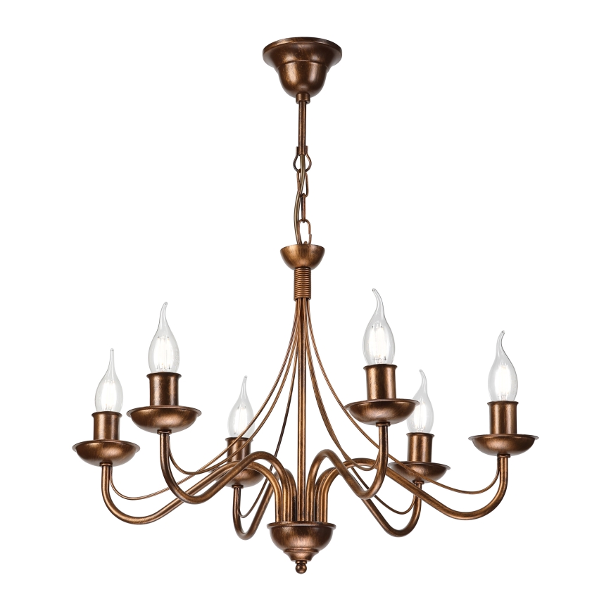 Brončani luster na lancu ANTON 6xE14/60W/230V