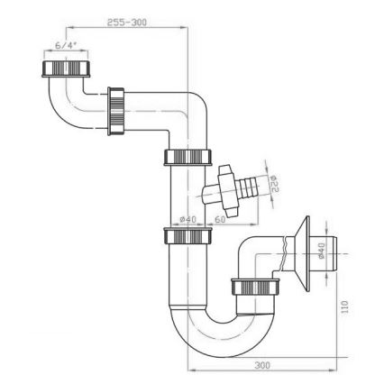 Bruckner - Sudoper sifon s odvodom DN40 bijela