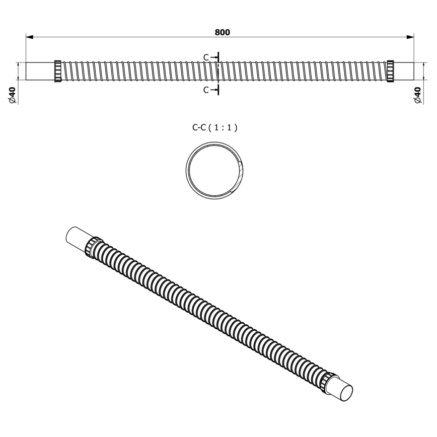 Bruckner - Fleksibilna spojna cijev 80 cm bijela