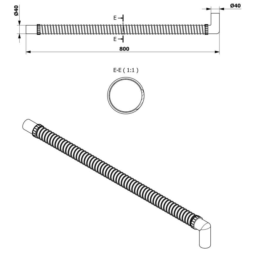 Bruckner - Fleksibilna spojna cijev koljeno 80 cm bijela