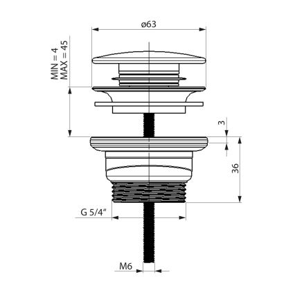 Bruckner - Gornji dio sifona za umivaonik CLICK-CLACK pr. 6,3 cm nehrđajući