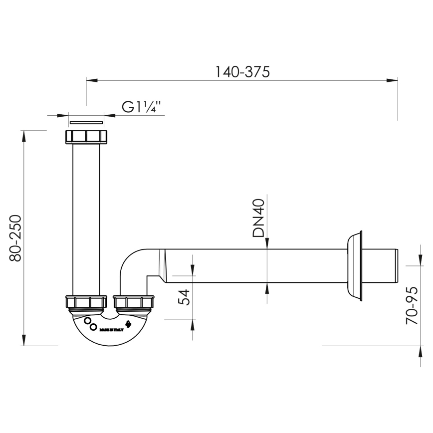 Bruckner - Niski sifon za umivaonik/bidet DN40 bijeli