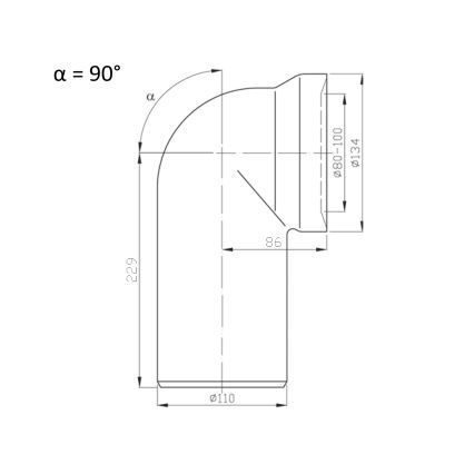 Bruckner - Priključno koljeno 90° za WC školjku 11 cm bijela