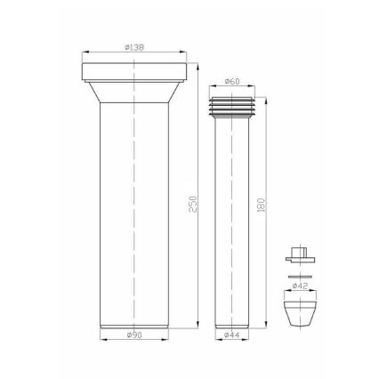Bruckner - Set za priključak za viseći WC 25 cm crni