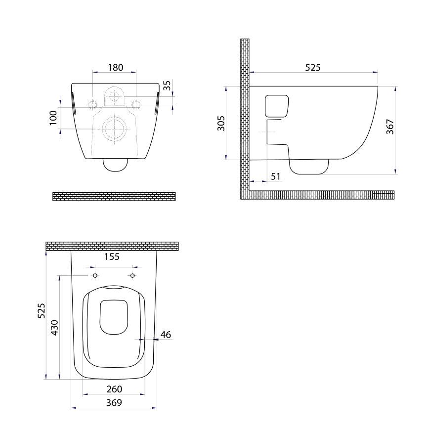Bruckner - Viseća WC školjka Rimless WALTER keramika/bijela