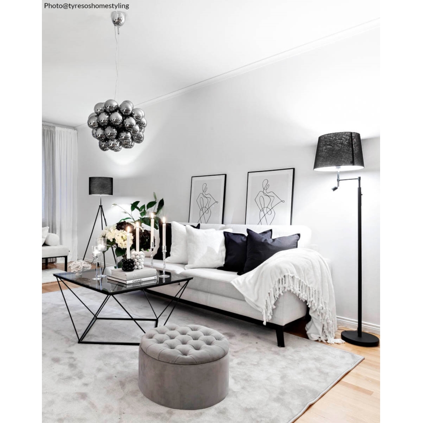 ByRydens - LED podna svjetiljka ORLANDO 1xE27/5W/230V + LED/3W crna, promjer 36 cm