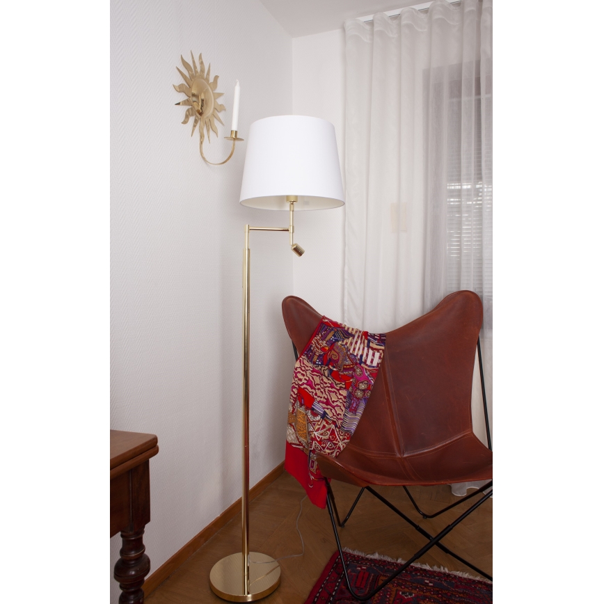 ByRydens - LED Podna lampa ORLANDO 1xE27/5W/230V + LED/3W bijela/zlatna pr. 36 cm