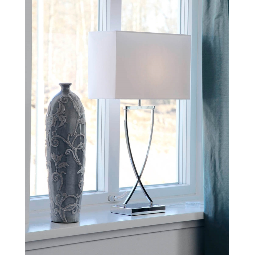 ByRydens - Stolna lampa OMEGA 1xE27/5W/230V bijela/sjajni krom