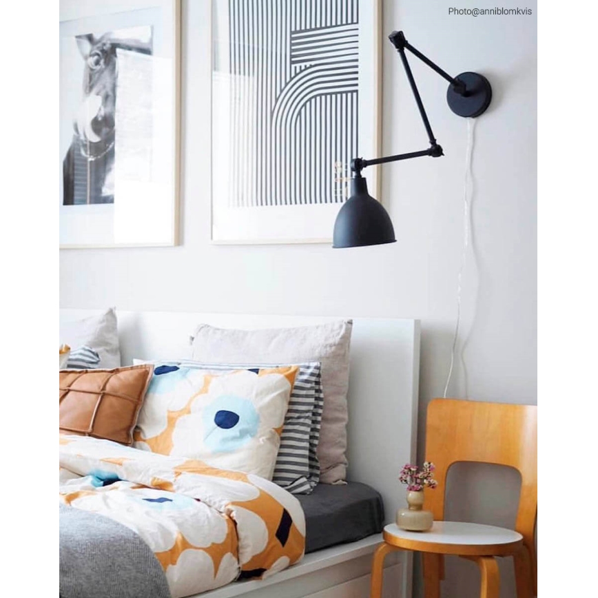 ByRydens - Prigušiva zidna lampa BAZAR 1xE27/5W/230V crna