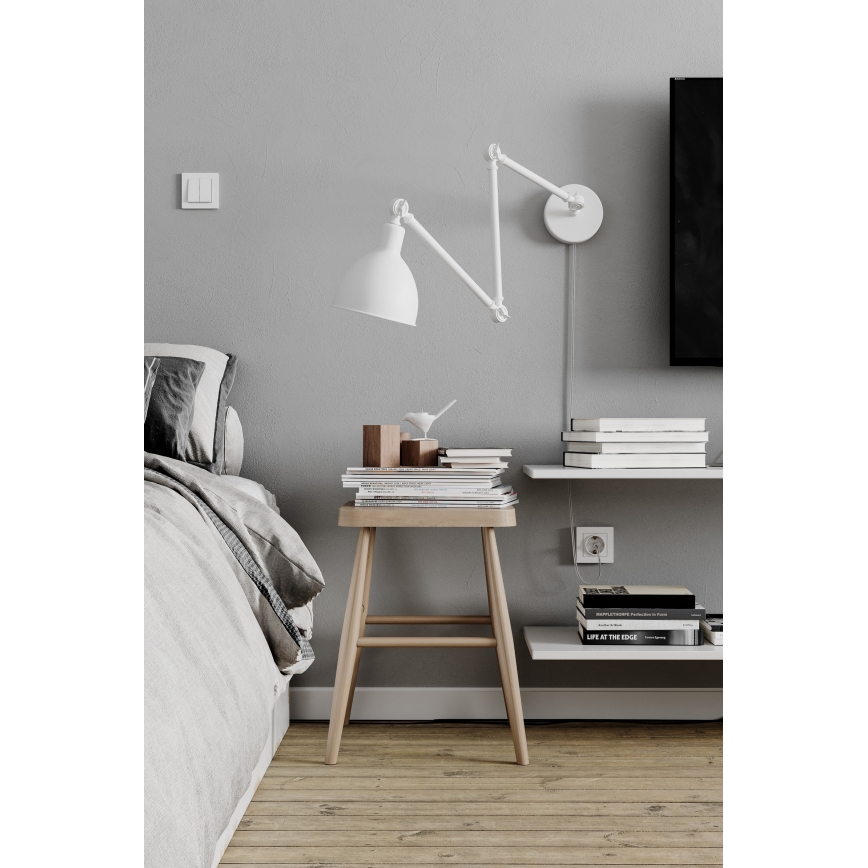 ByRydens - Prigušiva zidna lampa BAZAR 1xE27/5W/230V bijela