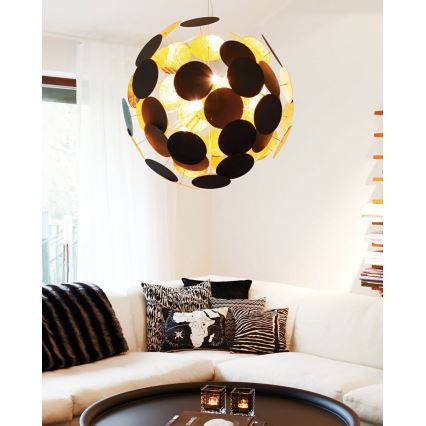 ByRydens - Luster na sajli PLANET 4xE14/5W/230V crna/zlatna pr. 50 cm