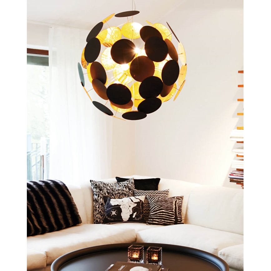 ByRydens - Luster na sajli PLANET 4xE14/5W/230V crna/zlatna pr. 50 cm