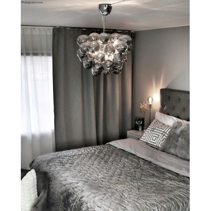 ByRydens - Luster na sajli GROSS 8xG9/4W/230V dimna/crna pr. 50 cm