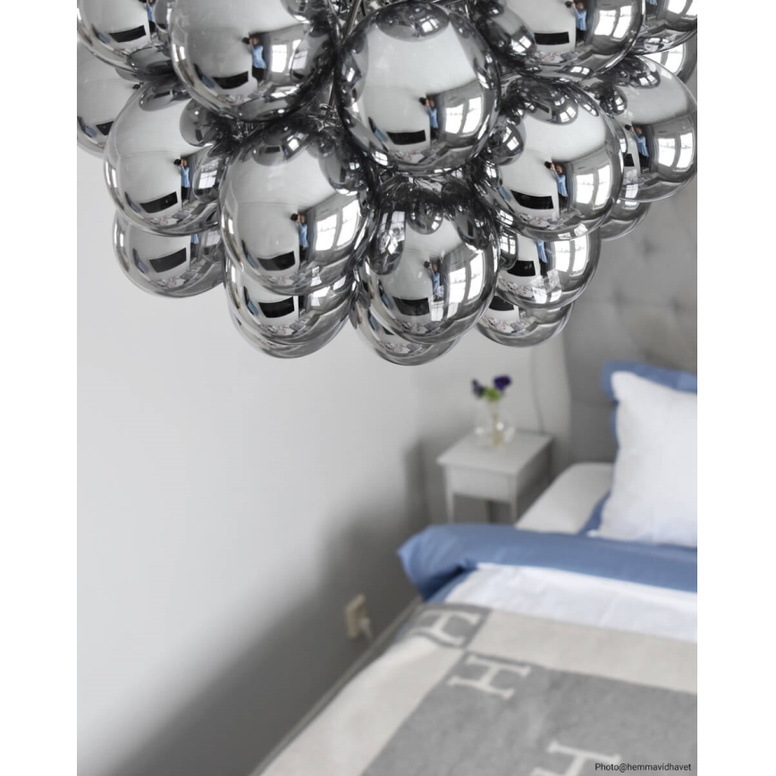 ByRydens - Luster na sajli GROSS 8xG9/4W/230V dimna/crna pr. 50 cm
