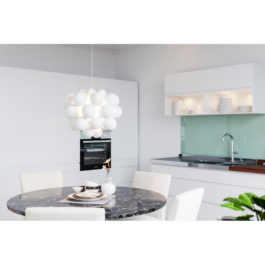 ByRydens - Luster na sajli GROSS 8xG9/4W/230V bijela pr. 50 cm