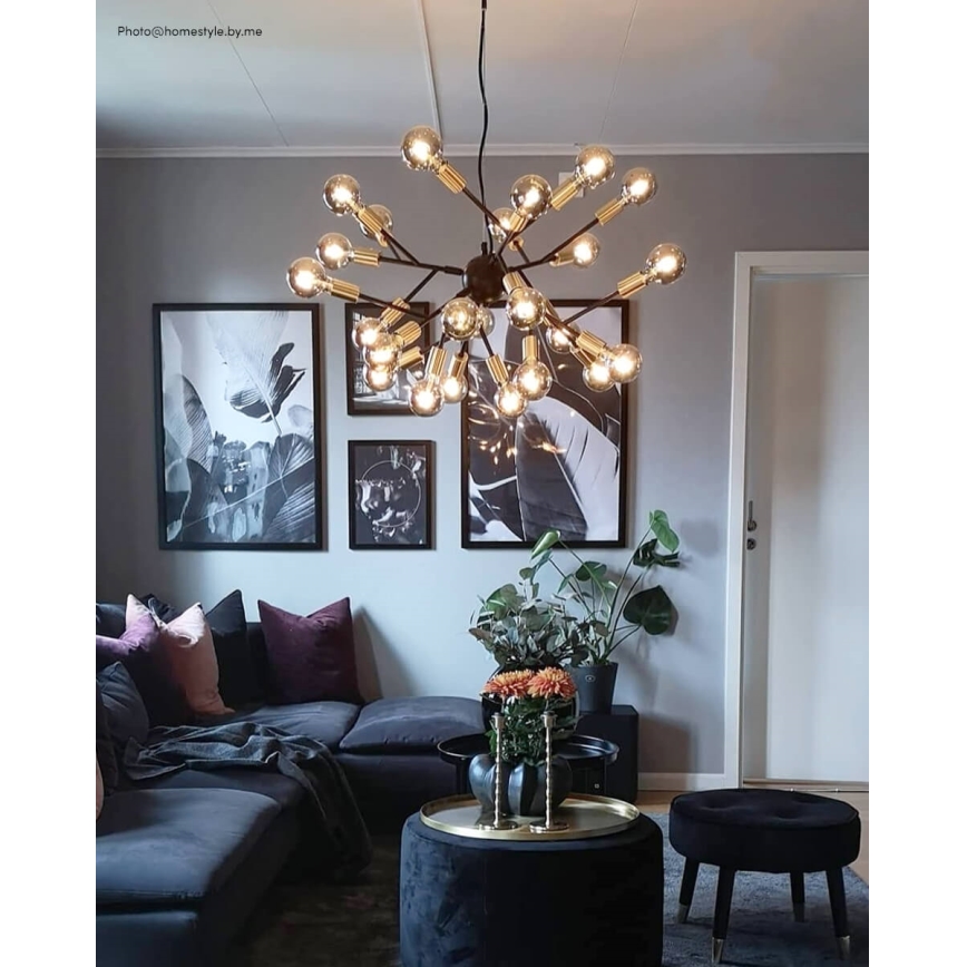 ByRydens - Luster na sajli HEROES 24xE27/5W/230V crna pr. 80 cm