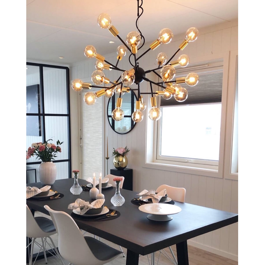 ByRydens - Luster na sajli HEROES 24xE27/5W/230V crna pr. 80 cm